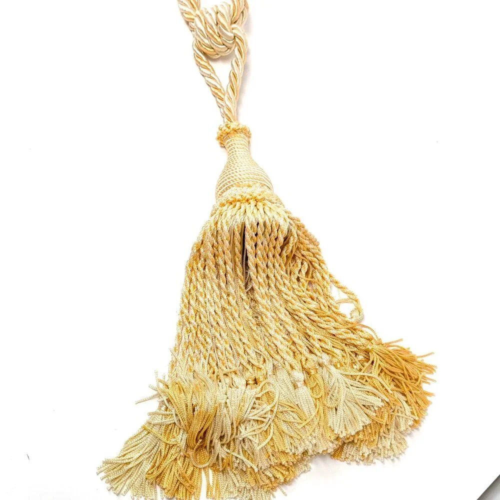 Curtain Tassel Tieback Ivory Peach Pastel Drapery Ornate Braided 31